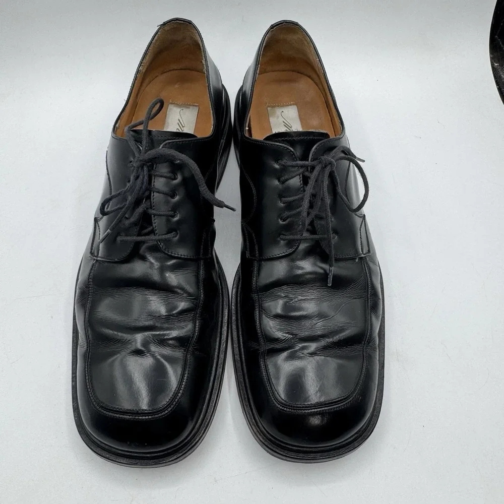 Mezlan Alcoy Vintage Y2K Black Leather Chunky Oxford Mens Sz 10 Black Platform